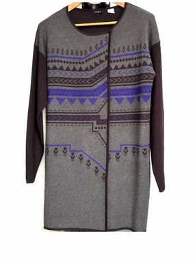 Women's Geometric Pattern Cardigan - Black and Gray